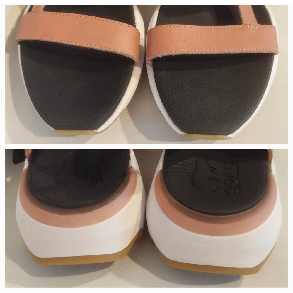 Sorel Womens Eraser Pink & White Kinetic Impact Leather Sling Sandals Size 8 - Picture 2 of 11